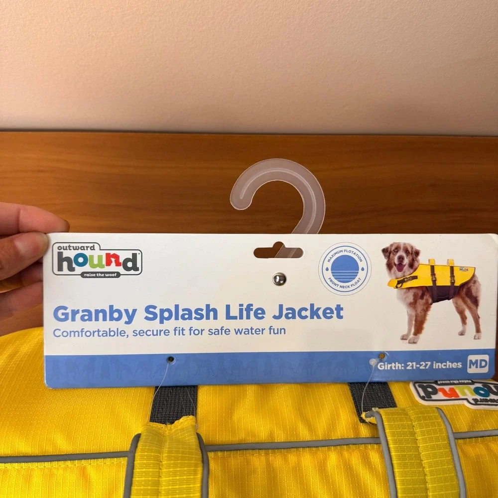 Outward Hound Granby Splash Dog Life Jacket Yellow Medium MD 21-27in Girth 70357